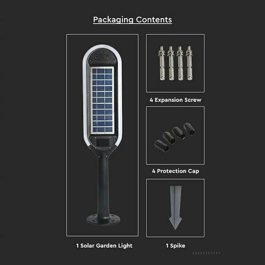 V-TAC VT-945 Street Solar Light 5W 400lm Warm White 3000K with Motion Sensor and Photocell IP65