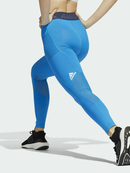 Adidas Techfit Badge of Sport Women's Long Training Legging High Waisted Bright Blue