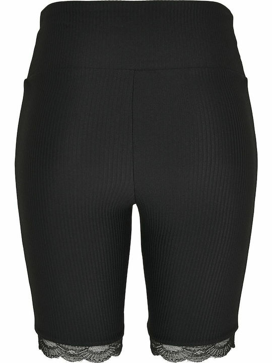 Frauen Fahrrad Leggings Hochgeschnitten Schwarz