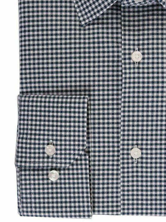 Hugo Boss Men's Shirt Long Sleeve Cotton Checked Blue