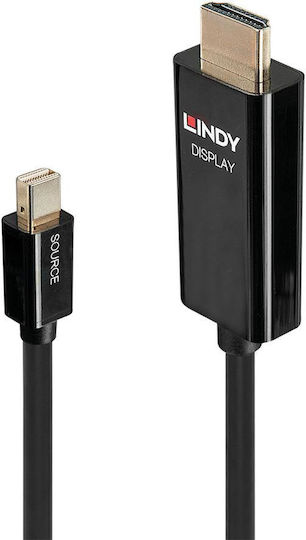 Lindy Cable mini DisplayPort male - HDMI male 0.5m Μαύρο (40910)