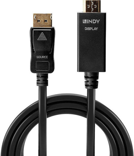 Lindy Cable DisplayPort male - HDMI female 5m Μαύρο (36924)