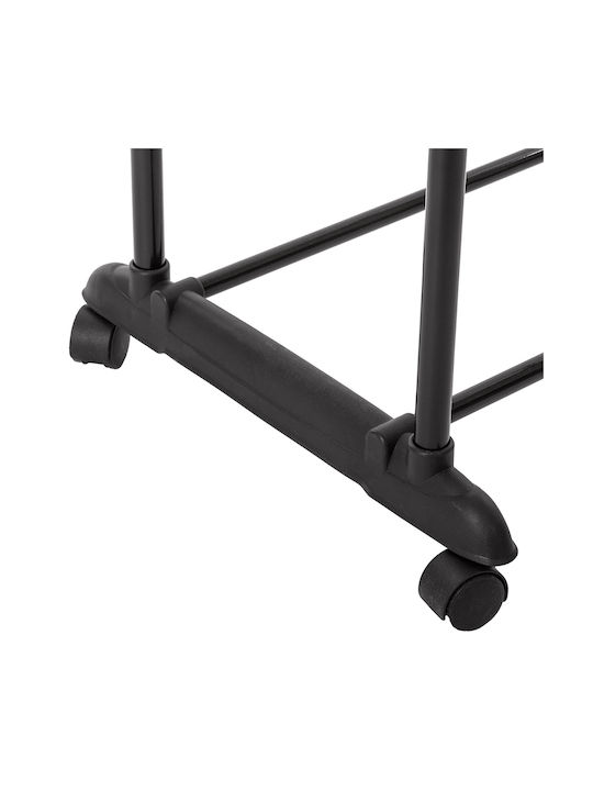 5Five Wheeled Floor Garment Rack made of Metal Telescopic Black 80x42x160cm