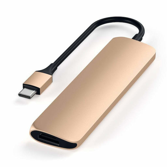 Satechi Slim Aluminum USB-C Docking Station with HDMI 4K PD Gold