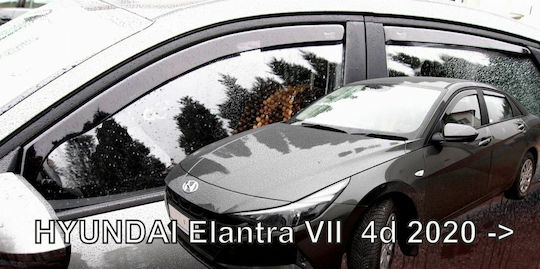 Heko Set of Windbreakers Front and Rear Car Dark Fime for Hyundai Elantra 2020 Sedan 4pcs