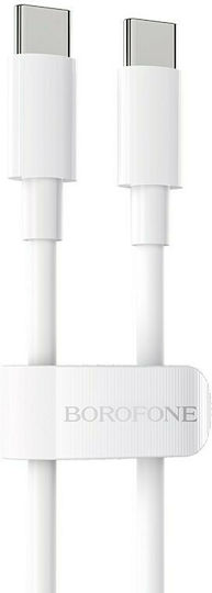 Borofone BX44 USB 2.0 Cable USB-C male - USB-C 100W PD Λευκό 2m 37212