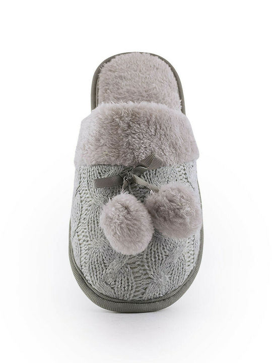 Love4shoes Women's Slipper with Fur In Gray Colour