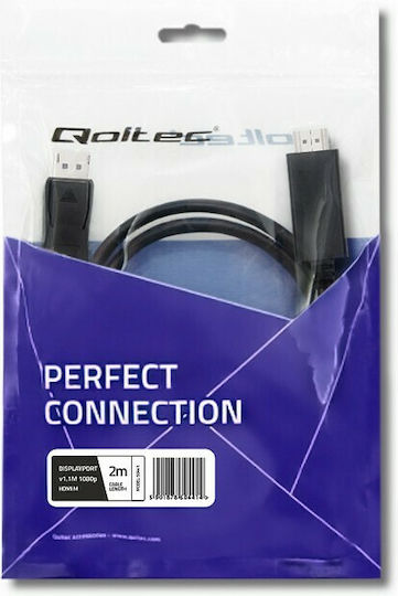 Qoltec Cable DisplayPort male - HDMI male 2m Black (50441)