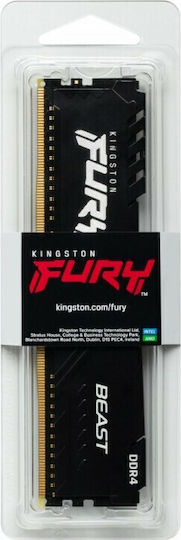 Kingston Fury Beast DDR4 64GB RAM με 4x16GB Modules και Ταχύτητα 3200 για Desktop