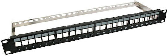 EFB Panou Patch Keystone pentru Rack 1U 19" 24 Porturi Negru
