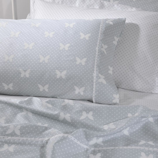Down Town Home Kinder Kissenbezüge Set Baumwollsatin 52x75cm Light Grey