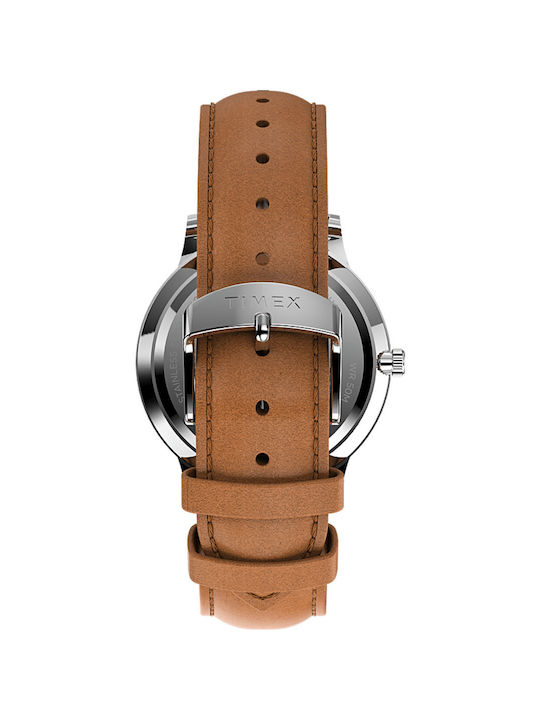 Timex Waterbury Classic Men's Watch 40mm Battery with Brown Leather Strap
