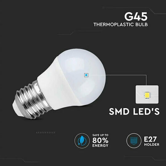 V-TAC VT-1830 LED Bulb 3.7W 80mm for Socket E27 and Shape G45 Natural White 320lm