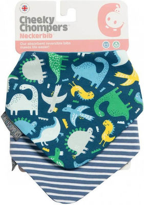 Cheeky Chompers Dino & Stripes Bandana Fabric with Button Multicolored 2pcs