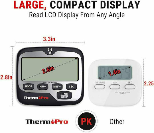 Ψηφιακό Χρονόμετρο Κουζίνας ThermοPro Μαύρο-Ασημί