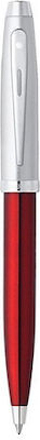 Sheaffer 100 Series Red Translucent Barrel With Brushed Chrome Cap Pen Ballpoint with Blue Ink