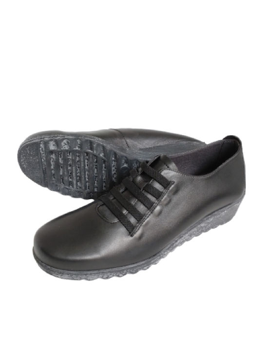 Δερμάτινα Γυναικεία Oxfords σε Μαύρο Χρώμα