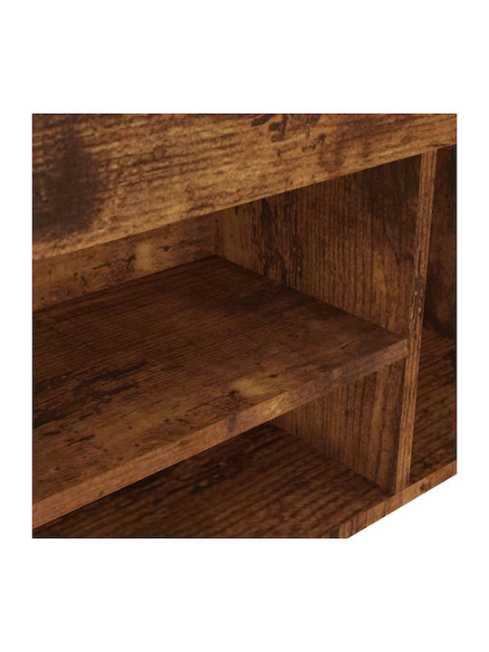 Wooden Shoe Organizer with 3 Shelves Smoked Oak 80x30x47cm