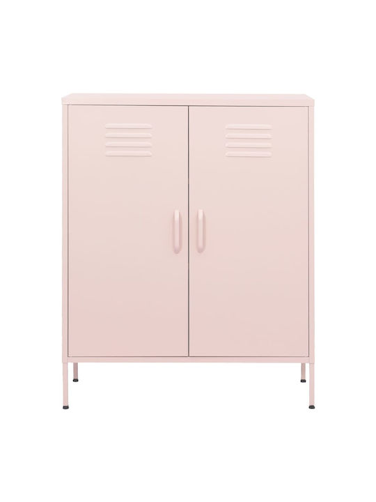Office Storage Metal Cabinet Pink L80xW35xH101.5cm
