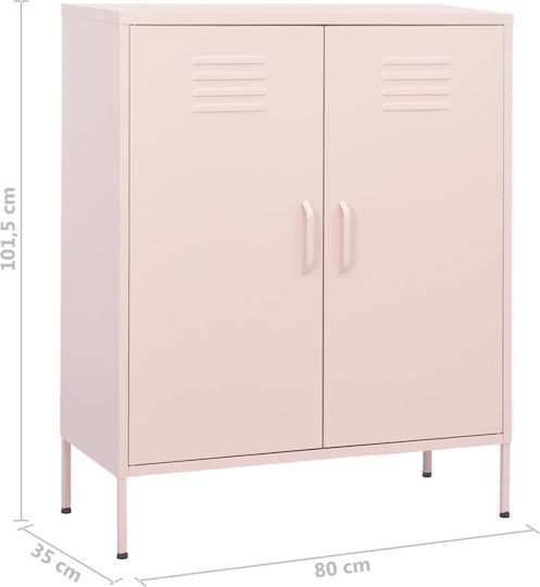 Метален Офисен Шкаф Розов 80x35x101.5см