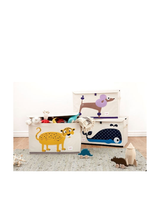 3 Sprouts Children's Folding Storage Box made of Fabric Leopard Orange 61x37x38cm 1pcs