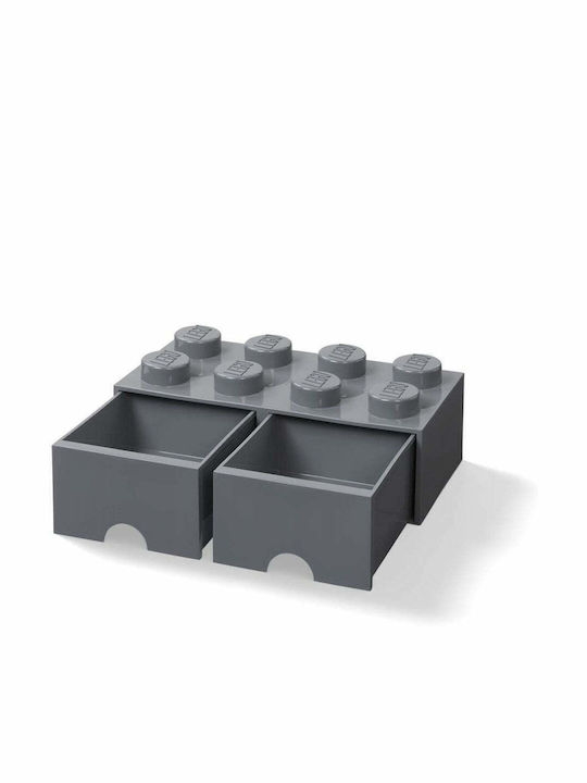 Lego Kids Plastic Toy Storage Box 8 Knobs Gray 50x25x17cm