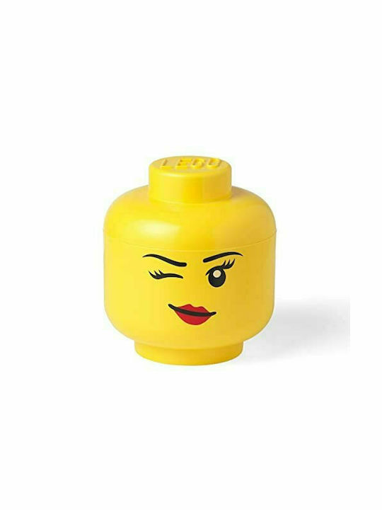 Lego Kids Plastic Toy Storage Box Head Yellow 16x16x18cm