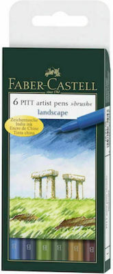 Faber-Castell Pitt Artist Μαρκαδόροι Σχεδίου Πολύχρωμοι 6τμχ