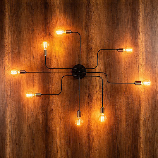 Opviq Vintage Lamp Wall with Socket E27 Black 140cm