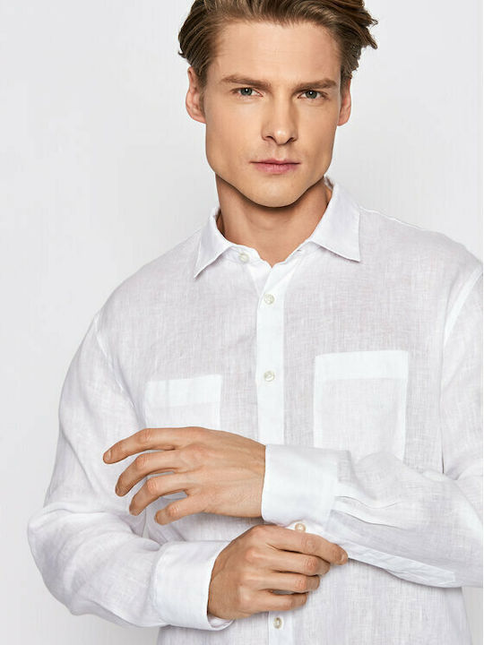 Long-sleeved Linen Shirt White