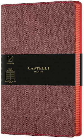 Castelli Harris Σημειωματάριο A6 120 Φύλλων Ριγέ με Λάστιχο Κόκκινο