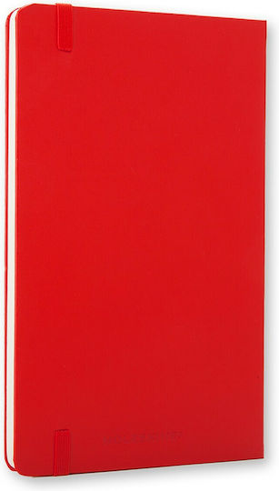 Moleskine Classic Hard Cover Тетрадка 192 Листа A6 с Бели Страници и Ластик Червен