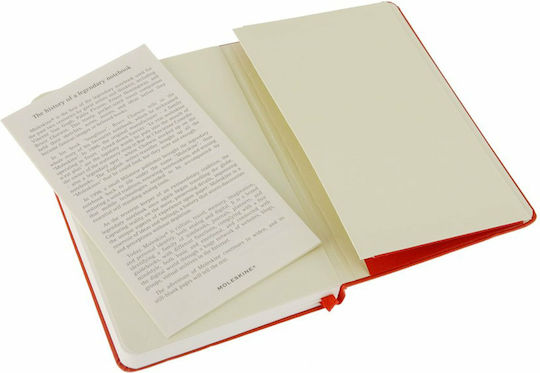 Moleskine Classic Hard Cover Тетрадка 192 Листа A6 с Бели Страници и Ластик Червен