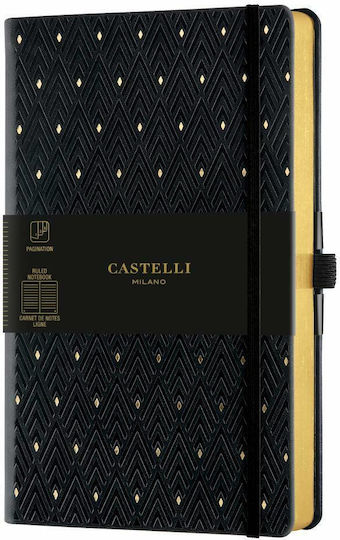 Castelli Notebook A5 Ruled with Elastic and Pen Holder Black