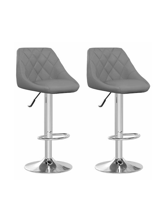 Stool Bar with Back & Adjustable Height Grey 2pcs 44x46x82-103cm