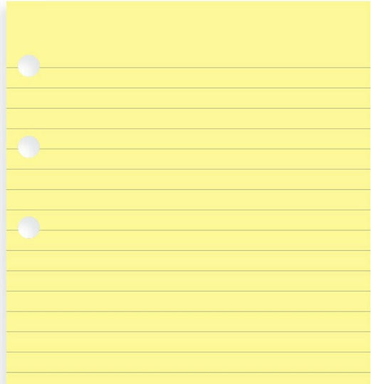 Filofax Personal Ανταλλακτικές Κόλλες A6 100 Φύλλων Ριγέ Κίτρινες