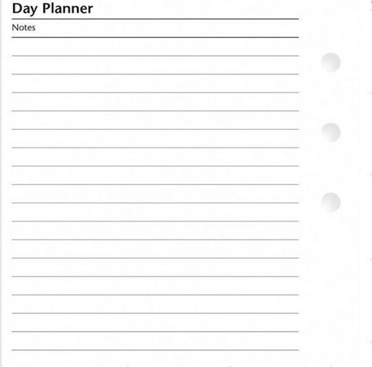 Filofax Personal Day Rezerve A6 Cu dungi Alb