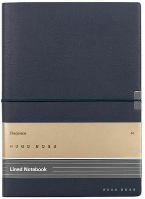 Hugo Boss Elegance Storyline Notebook 80 Sheets A5 Ruled with Elastic Blue