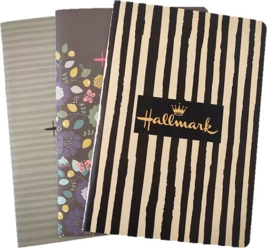 Hallmark Stripes Сет 3 Тетрадки 80 Листа A5 На райета Многоцветен