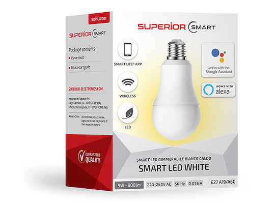 Смарт крушка LED 9W за фасунга E27 и форма A19 RGBW 806лм Димируем