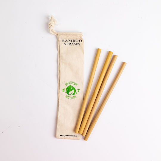 The Humble Co. Straws Bamboo Brown with Brush 4pcs