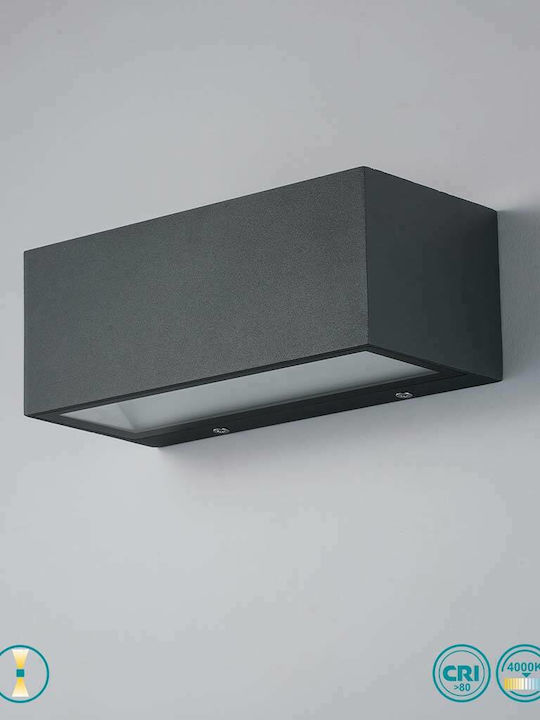 Fan Europe LED-W-Twin-M Wall-Mounted Outdoor Ceiling Light LED IP54 20W with Natural White Light Double Beam 22x10.3x8.5εκ.