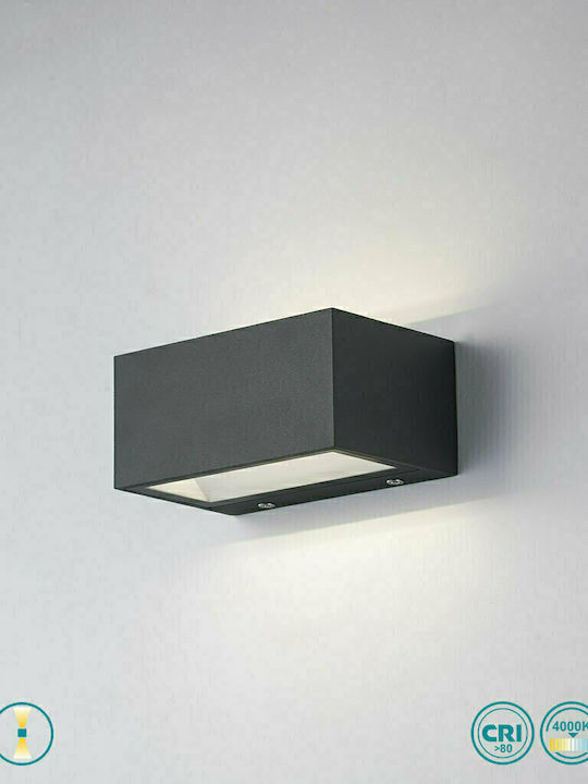 Fan Europe LED-W-Twin-S Wandmontierte Außen-Deckenleuchte LED IP54 12W mit Natürliches Weiß Licht Doppelstrahl 14x8.9x6.5εκ.