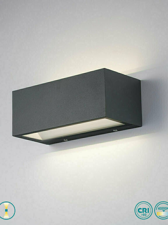Fan Europe LED-W-Twin-XL Wall-Mounted Outdoor Ceiling Light LED IP54 40W with Natural White Light Double Beam 30x10.8x12εκ.
