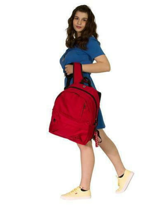 Must Team Monochrome Double Red School Bag Backpack Junior High-High School Red with Water Bottle Holder 25Liters
