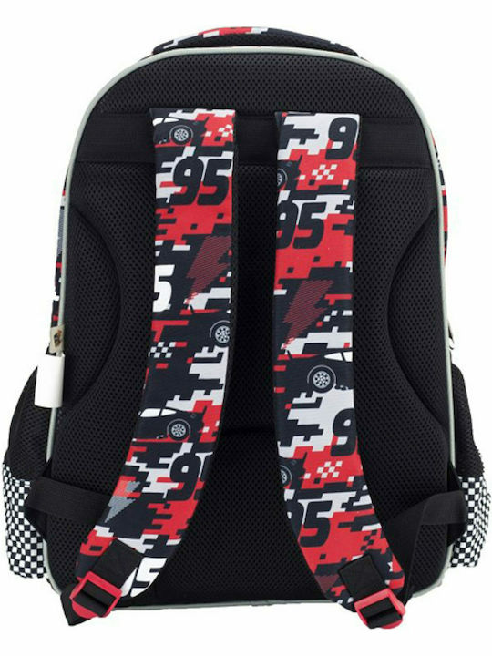 Gim Cars School Bag Backpack Elementary, Elementary Multicolour with Water Bottle Holder 27Liters