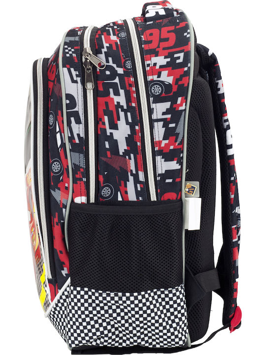 Gim Cars School Bag Backpack Elementary, Elementary Multicolour with Water Bottle Holder 27Liters