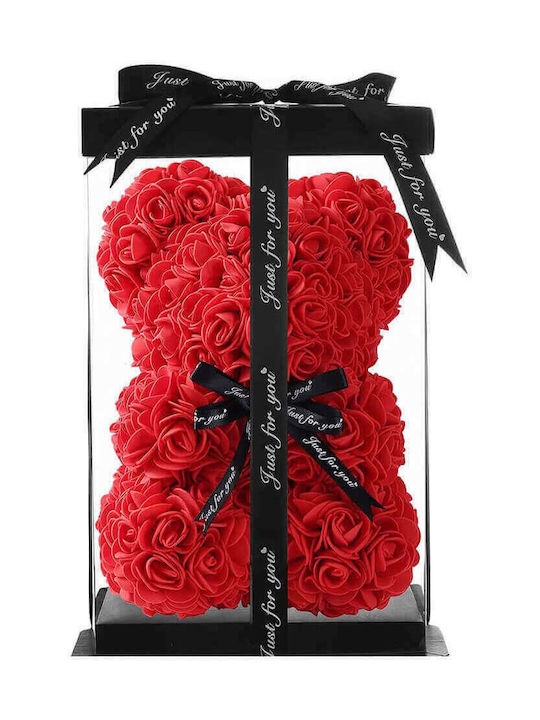 Bear of Artificial Roses Red 25cm in Box Giftland