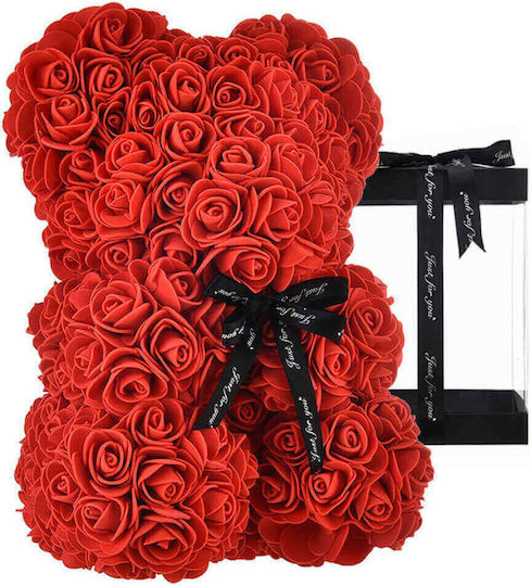 Bear of Artificial Roses Red 25cm in Box Giftland