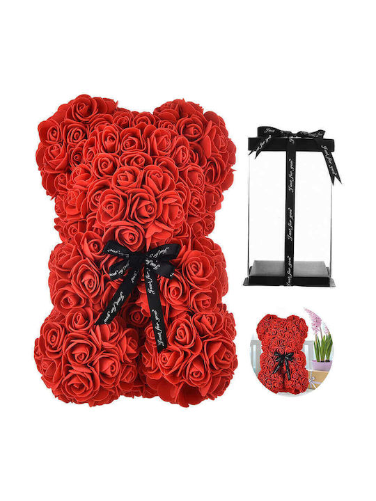 Bear of Artificial Roses Red 25cm in Box Giftland